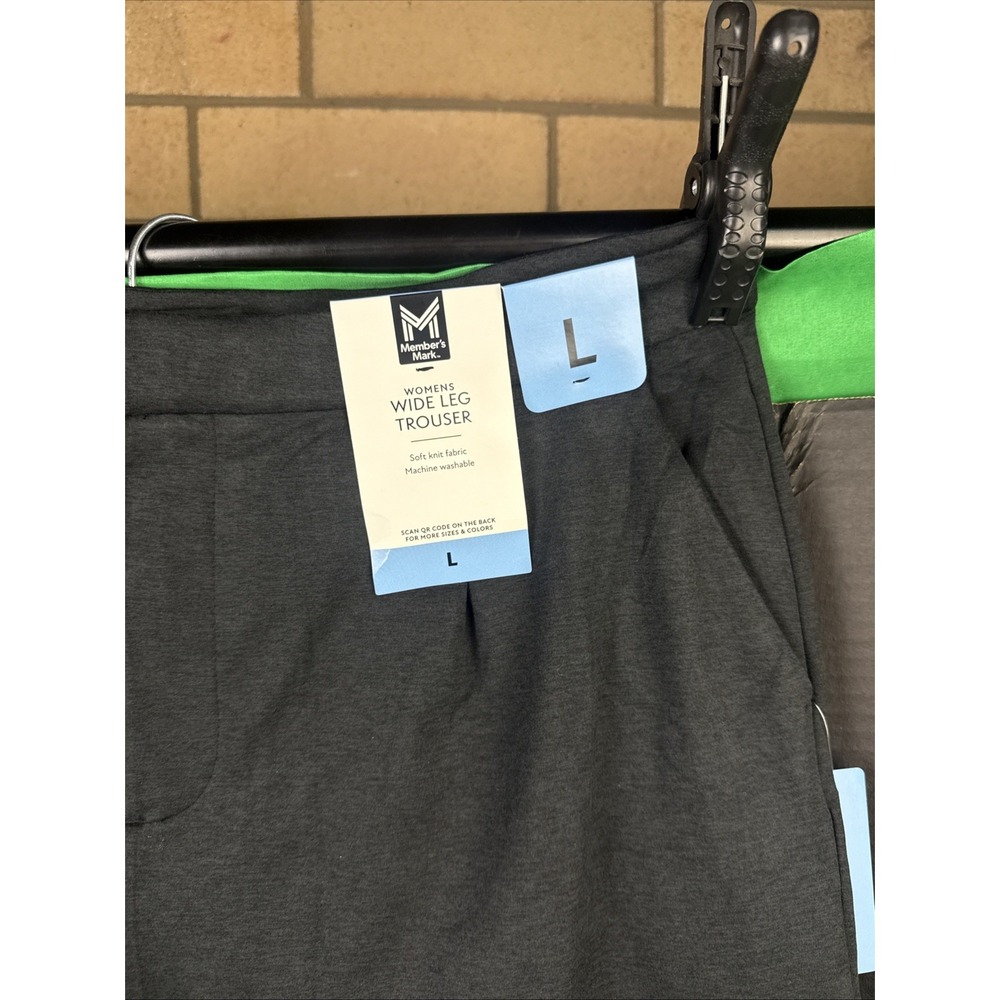 Member's Mark Women's Modern Wide Leg Trouser Size L Black Heathered NWT - Picture 7 of 7